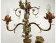 Torchiere 5 lights wood carved polychrome Negro Italy metal 20th century
