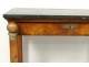 Console Empire mahogany columns bronze balls marble gray table XIXth century