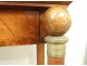 Console Empire mahogany columns bronze balls marble gray table XIXth century