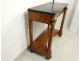 Console Empire mahogany columns bronze balls marble gray table XIXth century
