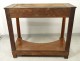 Console Empire mahogany columns bronze balls marble gray table XIXth century