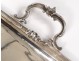 Plate with handles Louis XV rocaille coat of arms metal Victor Saglier 19è