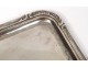 Plate with handles Louis XV rocaille coat of arms metal Victor Saglier 19è