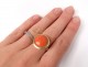 Sterling silver ring 18 caratts coral gold ring 7,94gr 20th century