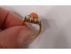 Gold ring 14 carat coral small pearls gold ring 3,84gr XXth century