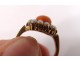 Gold ring 14 carat coral small pearls gold ring 3,84gr XXth century