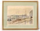 Watercolor René Levrel marine port quays boats watercolor 20th century