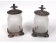 Pair small bottles crystal silver filigree foliage nineteenth century