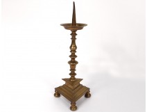 Pique-candle candleholder tripod Louis XIV gilded bronze Haute Epoque XVIIème