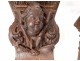 Pair consoles of wooden carved wood heads antifreezes putti foliage XIX