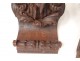 Pair consoles of wooden carved wood heads antifreezes putti foliage XIX