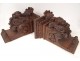 Pair consoles of wooden carved wood heads antifreezes putti foliage XIX