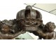 Large ice mirror carved wood angelot putti crown mirror 18th century